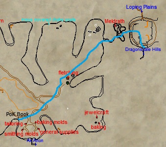 Map of how to get to Dragonscale Hills